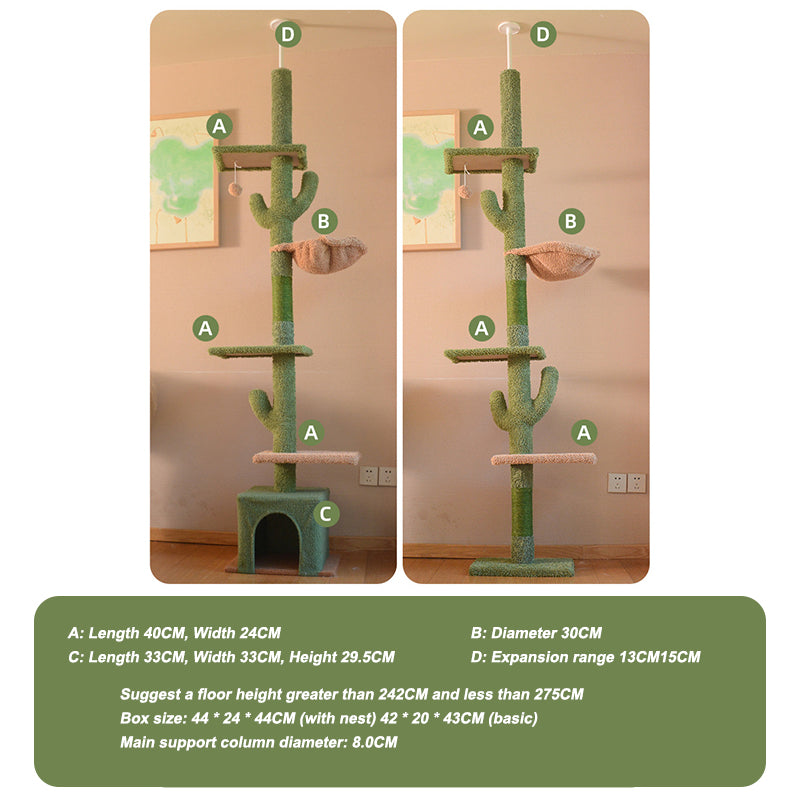 HELLO!KITTY~Premium Cactus Floor-to-Ceiling Cat Tree