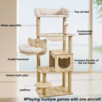 HELLO!kitty~All-in-one Solid Wood Cat Tree with Space Capsule Nest & Sisal PostsY39