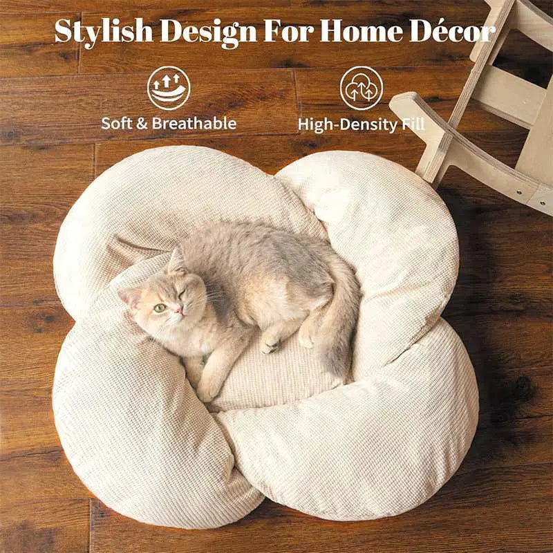 hello!kitty~Ear-shaped Cattail Fully Enclosed Cat Bed with Soft Cushion