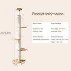 HELLO!kitty~Wabi-Sabi Solid Wood Floor-to-Ceiling Cat Tree, Minimal Premium Cat Perch-TT10