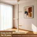 HELLO!kitty~Wabi-Sabi Solid Wood Floor-to-Ceiling Cat Tree, Minimal Premium Cat Perch-TT10