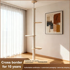 HELLO!kitty~Wabi-Sabi Solid Wood Floor-to-Ceiling Cat Tree, Minimal Premium Cat Perch-TT10