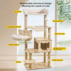 HELLO!kitty~All-in-one Solid Wood Cat Tree with Space Capsule Nest & Sisal PostsY39