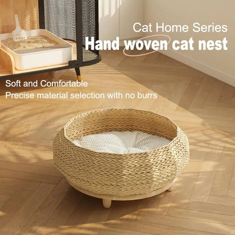 hello!kitty~Pet Bed with Petal-Shaped Elevated Stand (Solid Wood)