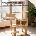 hello!kitty~5-Layer Comfortable Cat Tree for Cats, Made of Solid Wood