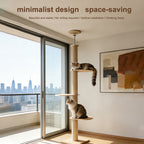HELLO!kitty~Wabi-Sabi Solid Wood Floor-to-Ceiling Cat Tree, Minimal Premium Cat Perch-TT10