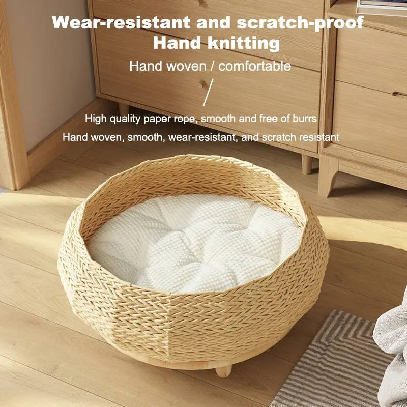 hello!kitty~Pet Bed with Petal-Shaped Elevated Stand (Solid Wood)