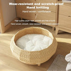 hello!kitty~Pet Bed with Petal-Shaped Elevated Stand (Solid Wood)