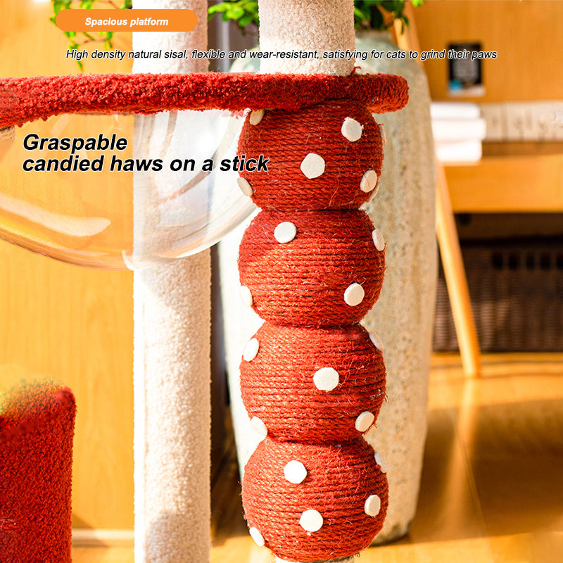 HELLO!kitty~Chinese Style Red & Yellow Plush Scratch-Resistant Cat Tree