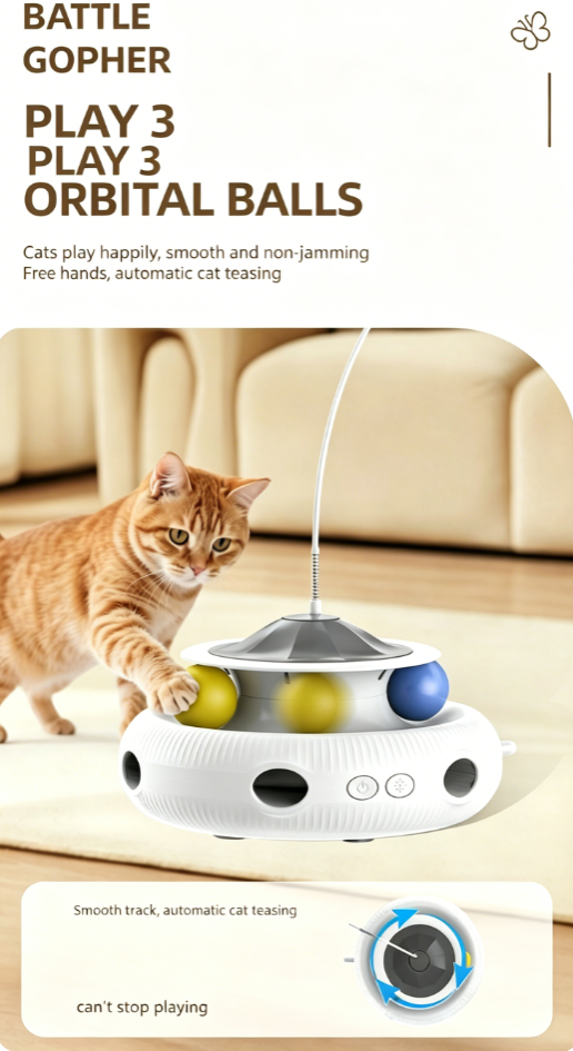 New Electric Cat Toy, Butterfly Wand Self Play Cat Turntable, Smart Interactive Pet Toy for Indoor Cats to Relieve Boredom