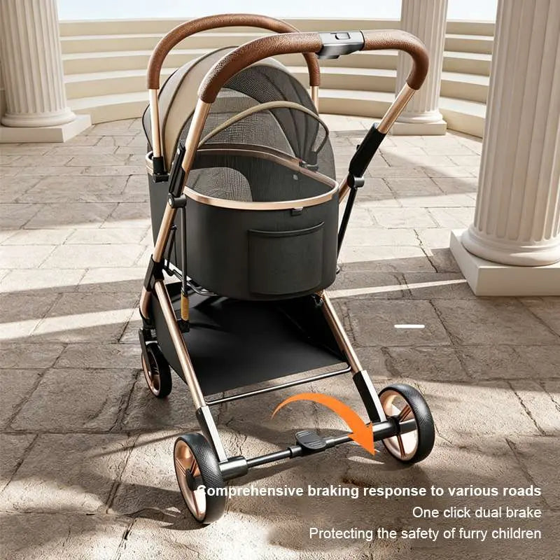 hello!kitty~Outdoor Detachable Pet Cart with Large Wheels (Khaki)