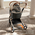hello!kitty~Outdoor Detachable Pet Cart with Large Wheels (Khaki)