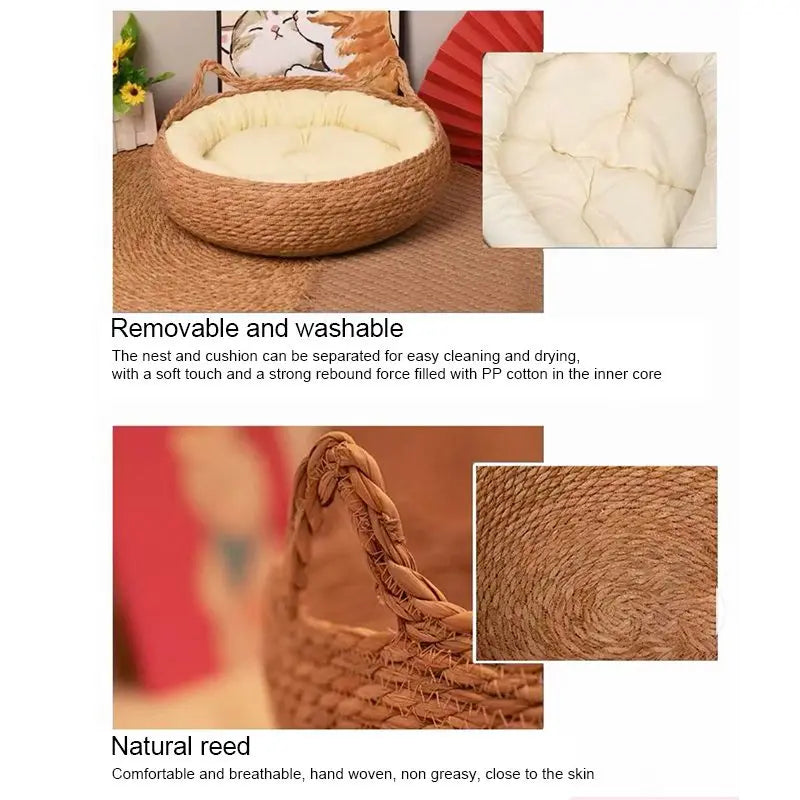 hello!kitty~Handwoven Comfortable Fully Enclosed Cat Bed