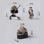 hello!kitty~Outdoor Detachable Pet Cart with Large Wheels (Khaki)