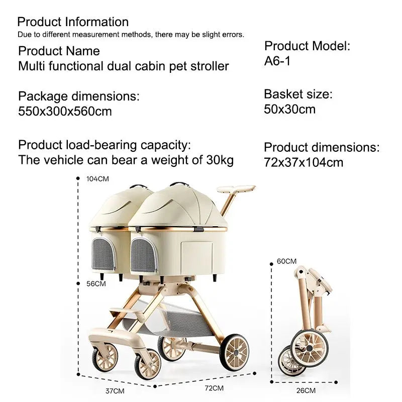 hello!Baby~Outdoor Lightweight Pet Cart with Double Removable Rails